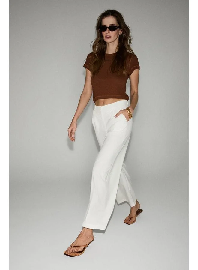 GRIMELANGE PRETTE Women's Soft-Texture Wide-Leg Knitted Beige Pants.
