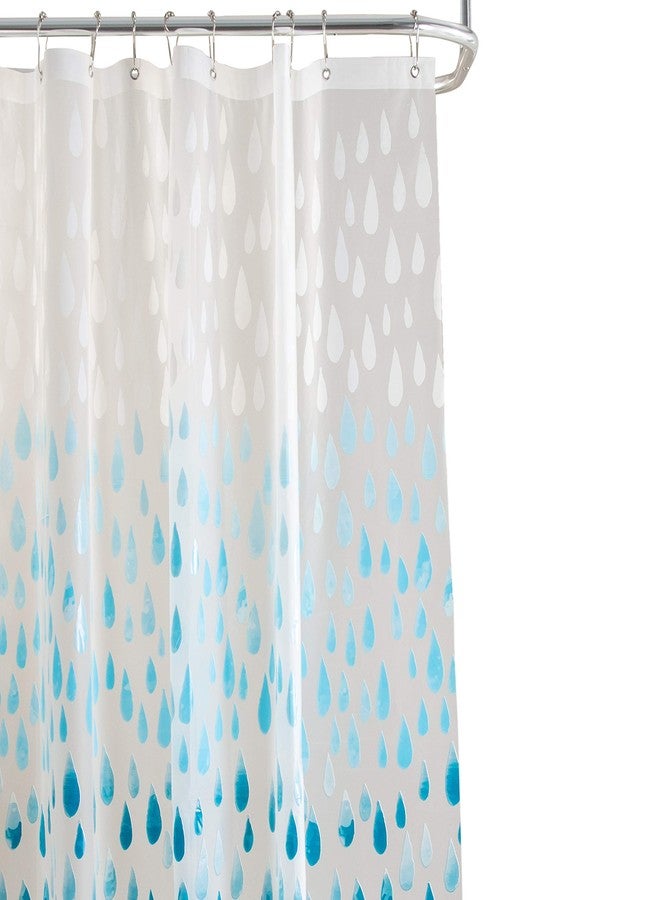 Bath Bliss Design PEVA Shower Curtain | Dimensions: 70"x 72" | 12 Metal Grommets | Bathroom Accessories | Reinforced Mesh Trim | Ombre | Raindrop Blue - Image 1