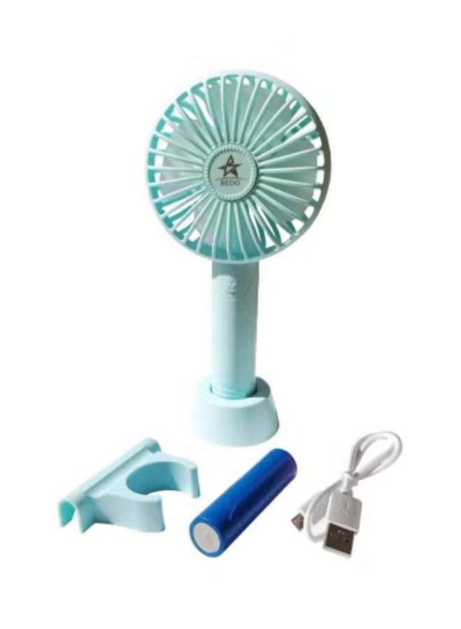 بيدو مروحة يد قابلة لإعادة الشحن – 100 واط – 4 منافذ – لون أزرق سماوي – محمولة للاستخدام الداخلي والخارجي - Image 2