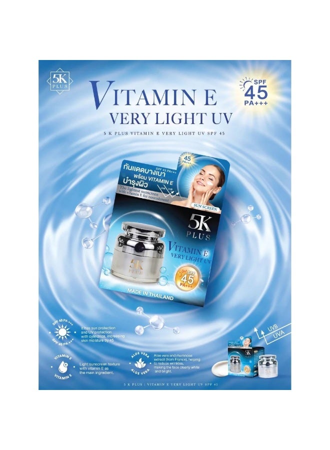 5kind clinical skincare 5K Plus Vitamin E UV Sunscreen Cream SPF45 PA+++ 20g | Moisturizing Lightweight Face Protection with Aloe Vera Extract - Image 1
