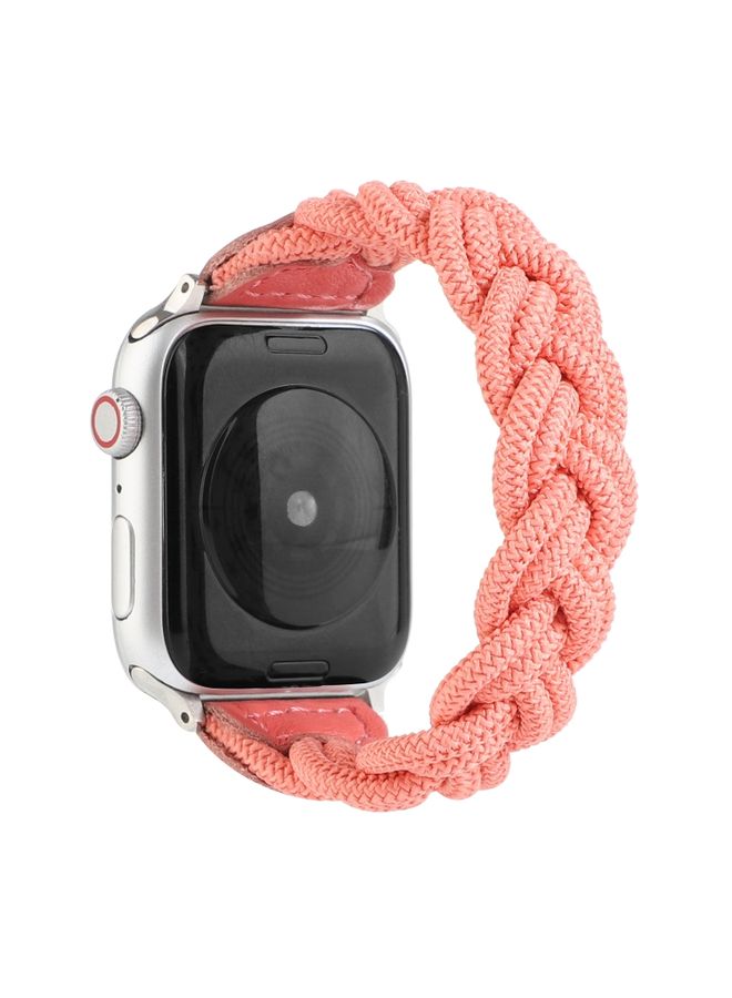 Replacement Strap Elastic Woven Watch Band For Apple Watch Ultra 49mmWatch Ultra 2 49mm / Series 987 45mm / SE 3SE 26SE54 44mm / 321 42mm, Length:120mm Watermelon Red