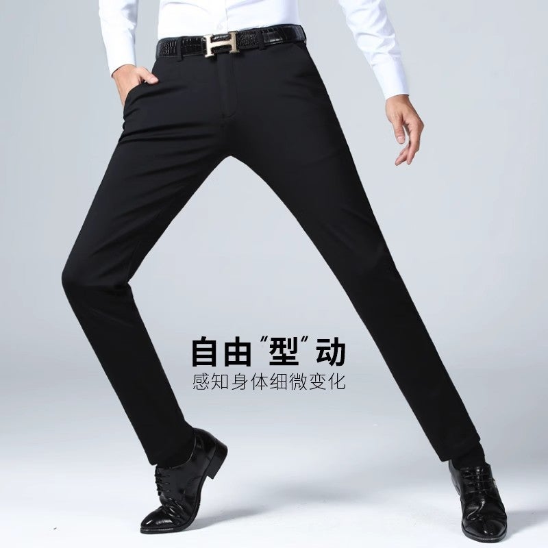 No-Iron Stretch Trousers For Men Spring And Ice Silk Casual Pants For Men Loose Large Size Straight Formal Trousers For Men - Image 5