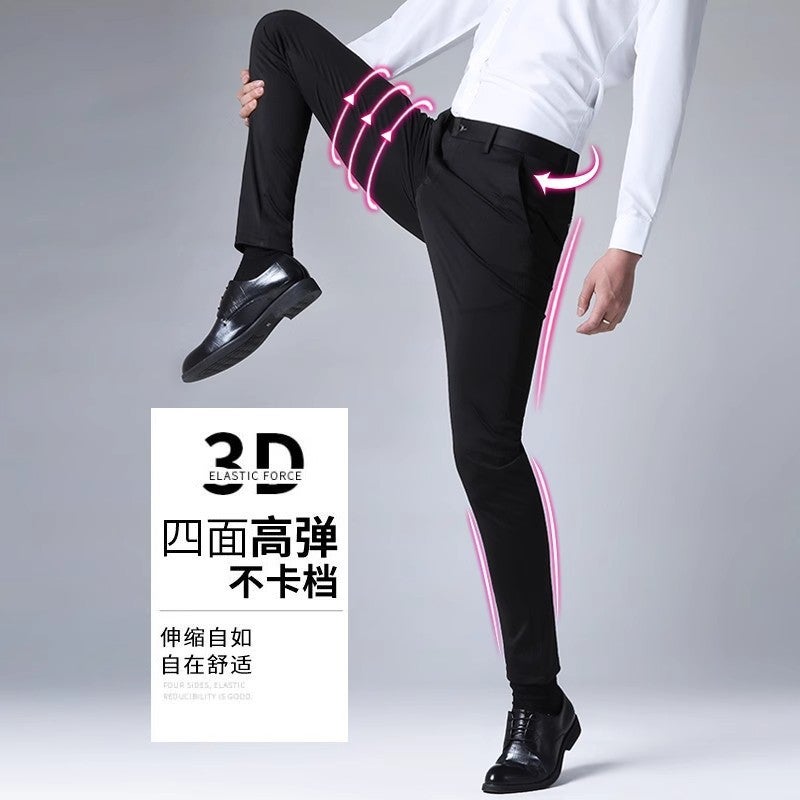 No-Iron Stretch Trousers For Men Spring And Ice Silk Casual Pants For Men Loose Large Size Straight Formal Trousers For Men - Image 4