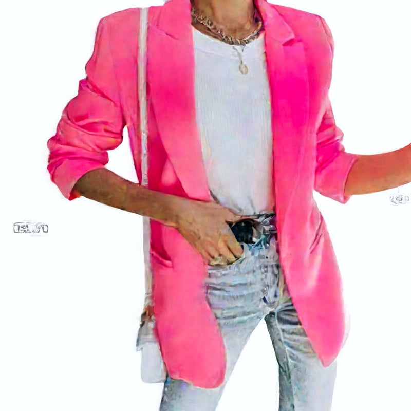Women's Long Sleeve Notch Lapel Blazer Jacket - Image 5