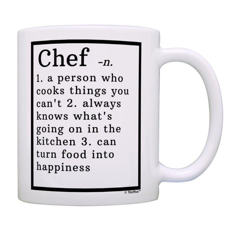 ThisWear Chef Gifts Chef Definition Gifts for Chefs Culinary School Gift 11oz Coffee Mug Tea Cup White