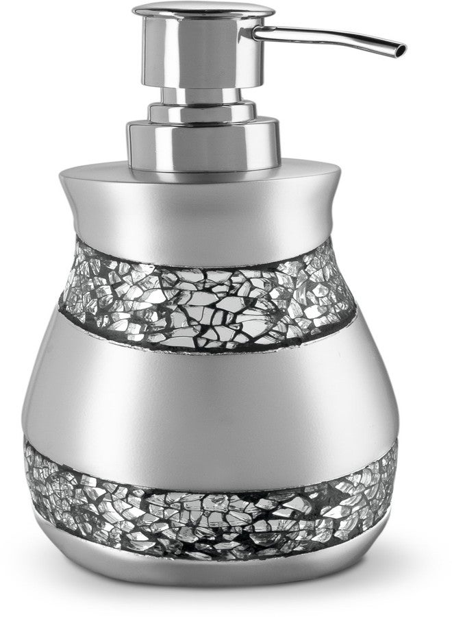 Creative Scents Silver Mosaic Liquid Soap Dispenser For Bathroom - Decorative Lotion Dispenser - Bling Countertop Soap Dispenser For Liquid Soap And Lotion With Durable Metal Pump (Silver-Gray) - Image 1