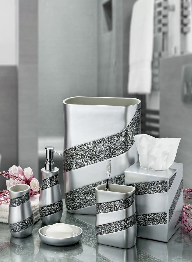 Creative Scents Silver Mosaic Liquid Soap Dispenser For Bathroom - Decorative Lotion Dispenser - Bling Countertop Soap Dispenser For Liquid Soap And Lotion With Durable Metal Pump (Silver-Gray) - Image 4