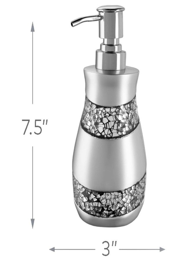 Creative Scents Silver Mosaic Liquid Soap Dispenser For Bathroom - Decorative Lotion Dispenser - Bling Countertop Soap Dispenser For Liquid Soap And Lotion With Durable Metal Pump (Silver-Gray) - Image 5