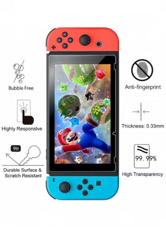 fantasize Case Compatible for Nintendo Switch - Dockable Clear Protective Cover With Tempered Glass Screen Protector and Thumb Stick Caps for Controller - Image 3
