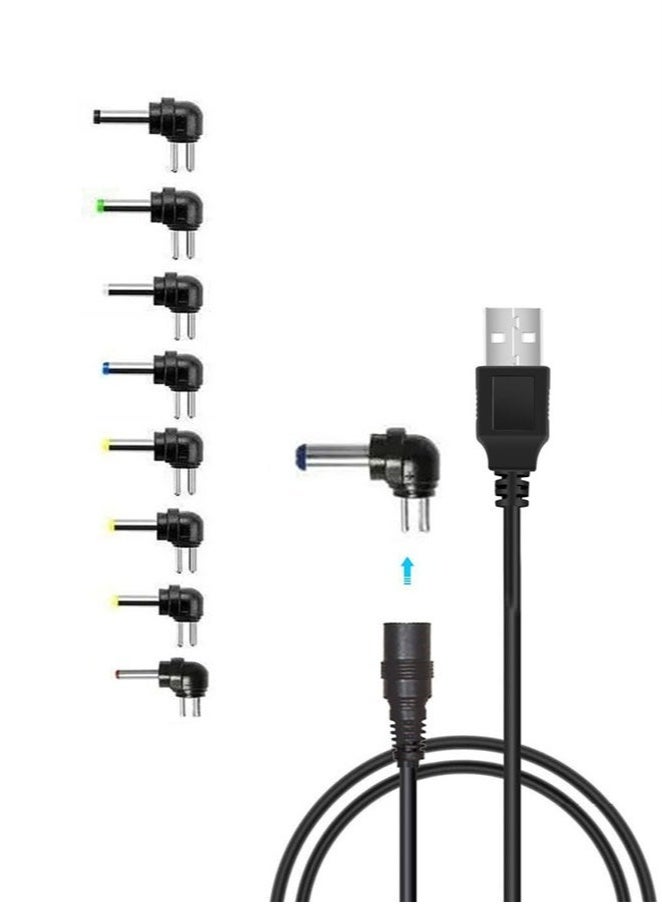 كينسو سلك الطاقة العالمي USB إلى DC 5V بمقاس 5.5 × 2.1 مم، مع كابل شحن يحتوي على منفذ توصيل بالنصائح بمقاس 8 - Image 1