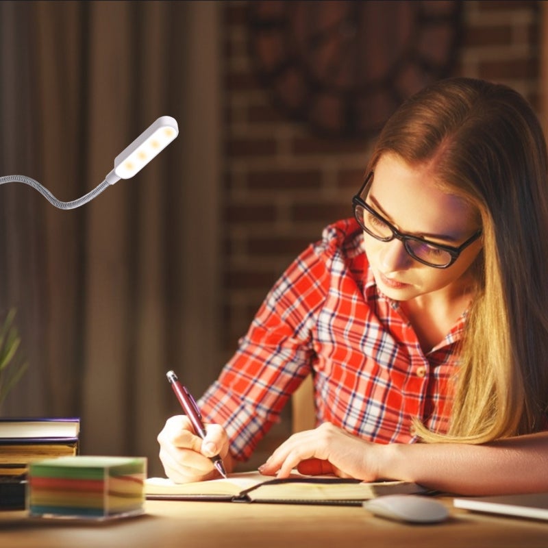 Clip On Book Light 8LED Strip Lamp Head Portable Design Mini Reading Light - 3 Light Modes Brightness Adjustable Flexible Neck Rechargeable Reading Light for Bedtime Reading Study Camping Indoor Outdo - Image 4