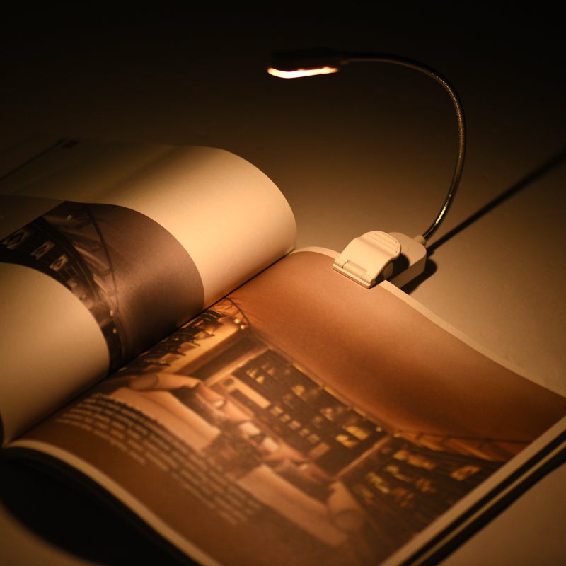 Clip On Book Light 8LED Strip Lamp Head Portable Design Mini Reading Light - 3 Light Modes Brightness Adjustable Flexible Neck Rechargeable Reading Light for Bedtime Reading Study Camping Indoor Outdo - Image 5