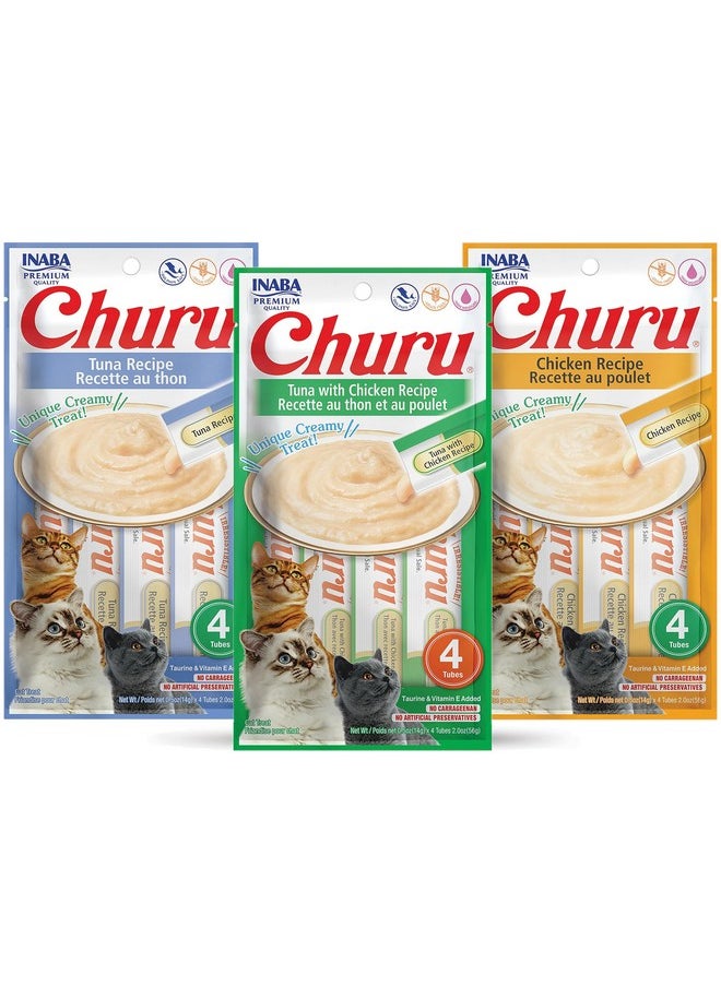 إينابا أطعمة قطط طبيعية قابلة لللعق من Churu Purée بنكهة التونة والدجاج، مجموعة من 12 أنبوبًا بثلاث نكهات  - Image 1