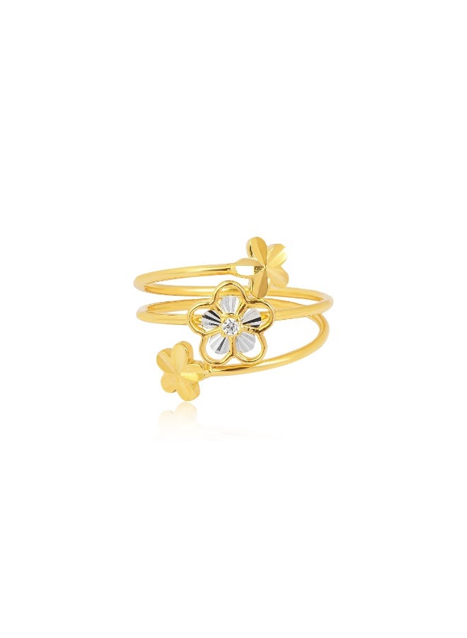 بفلح للمجوهرات خاتم زهرة من الذهب عيار 18 قيراط مع كلمات الحب - Image 1