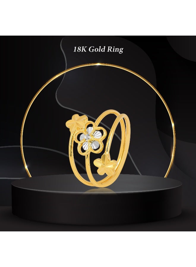 بفلح للمجوهرات خاتم زهرة من الذهب عيار 18 قيراط مع كلمات الحب - Image 3