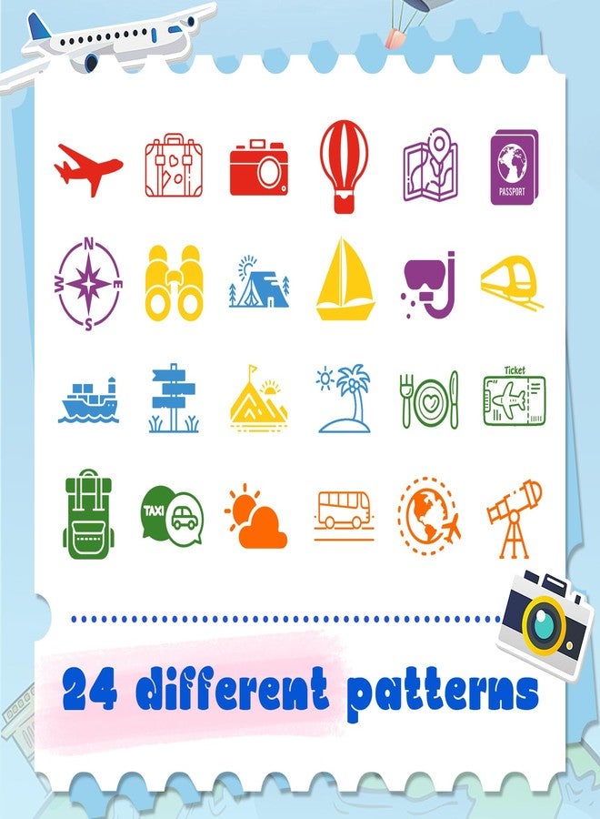 MeCids Kids Wooden Travel Stamps, 24 PCS Holiday Travel Stamps Kids Birthday Gift Party Favors Classroom Rewards Art Projects Carnival Prizes for Boys Girls - Image 3
