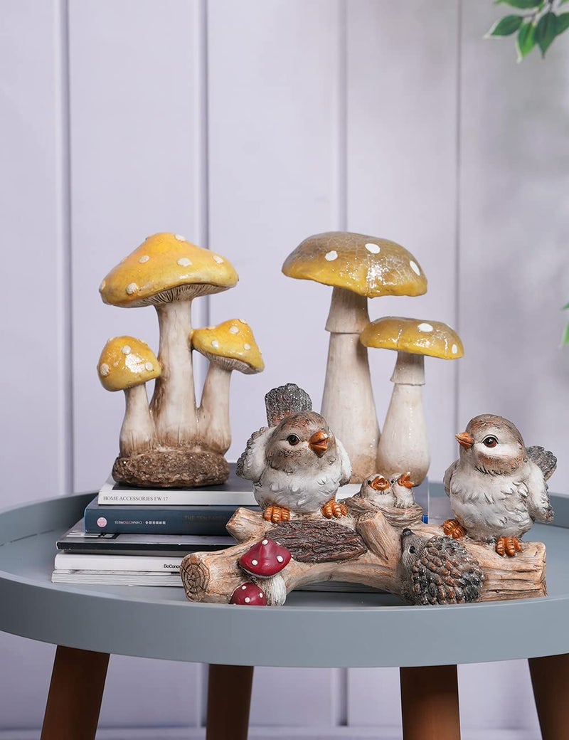 SEINHIJO Mushroom Decor Sculpture Garden Gifts Statue Outdoor Fairy Figurine Modern Patio Arts Polyresin 7.1inch - Image 2