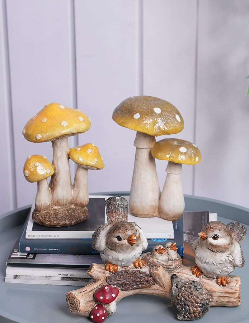 SEINHIJO Mushroom Decor Sculpture Garden Gifts Statue Outdoor Fairy Figurine Modern Patio Arts Polyresin 7.1inch - Image 3