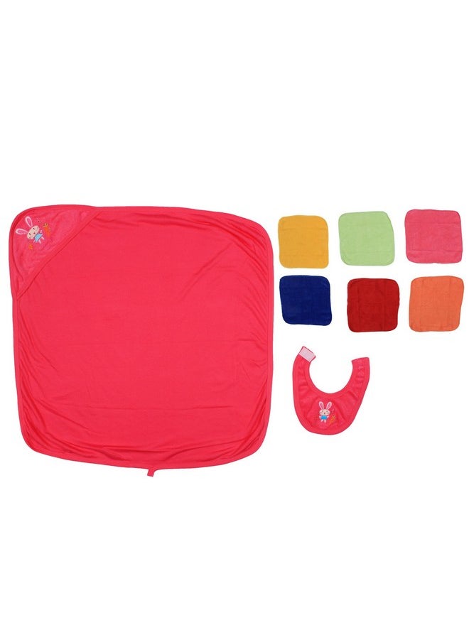 Ole Baby Ole Baby Gift Set Combo of Cute Hooded Cute Towel, Multicolor Wash Cloth & Printed Bib.  - Image 1