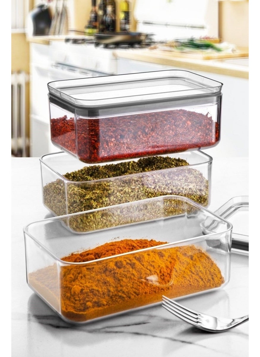 Nandy Home 0.75 Lt Rectangular Storage & Supply Containers with Gasket and Leakproof Lid 3 Pieces Transparent  - Image 4