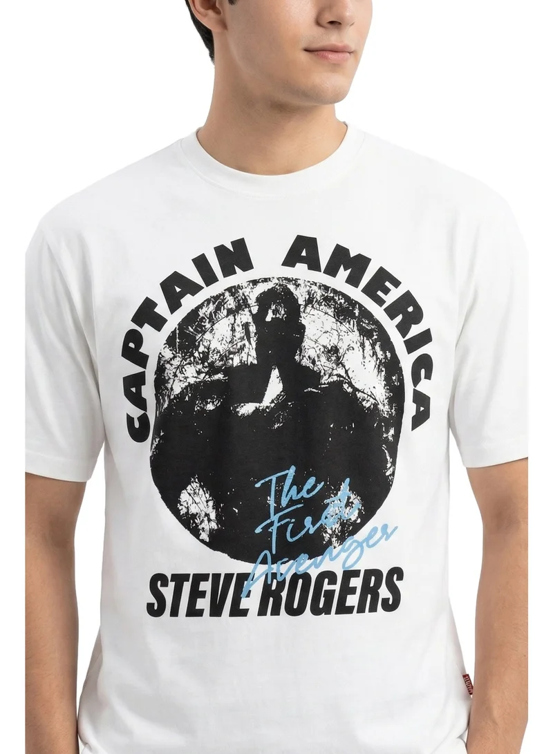 MARVEL  Men’s Captain America “Steve Rogers – The First Avenger” Graphic T-Shirt for Men | Best Price UAE