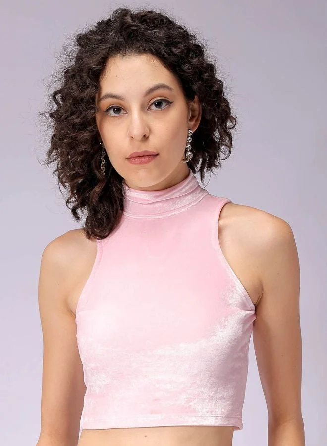 Women Regular Fit Solid Round Neck Long Sleeve Crop Top