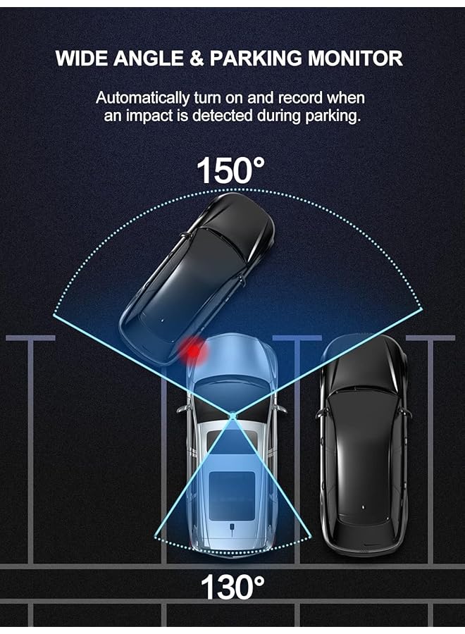 Razuvious Dash Cam Front And Inside,4K+1080P Wifi Dual Dash Camera For Cars,Infrared Night Vision, Loop Recording, G-Sensor, Wdr, Parking Monitor For Taxi Driver - Image 5
