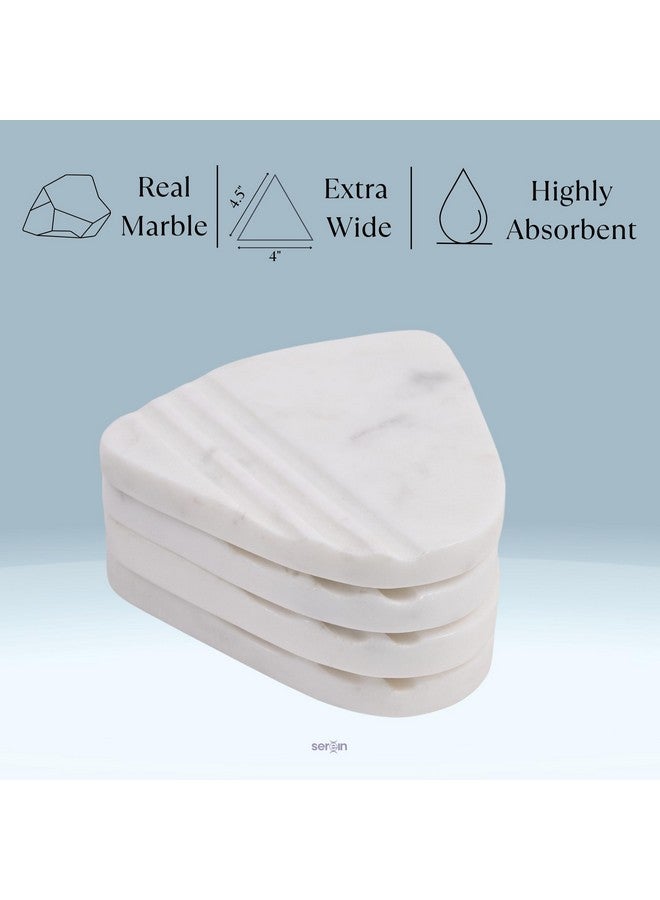 Serein SEREIN White Marble Coasters Set of 2 Unique Shape Bar Wine Tea Coffee Stone Coaster Table Decoration Drink Cocktail Dining Table Heat-Resistant for Kitchen Housewarming Gifts & Special Occasion  - Image 3
