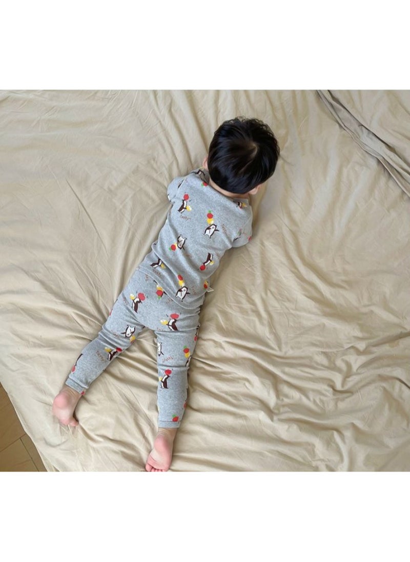 AUTOYSUR Baby Girls Boys Thermal Underwear Set Toddler Cotton Base Layer Soft Warm Jammies Grey  - Image 4