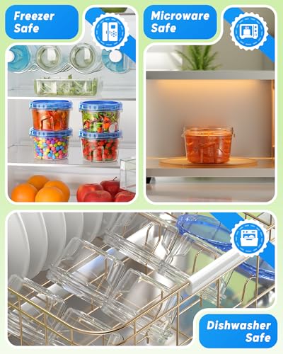 BiuLeon 12 Pack-17oz Freezer Storage Containers, Plastic Food Storage Containers with Twist Top Lids, BPA Free and Reusable Soup Containers with Lid, Microwave and Dishwasher Safe - Image 4