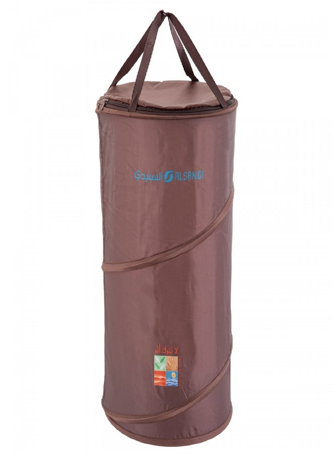 AL SANIDI Foldable Camping Trash Bin, Brown, Size 37*64 Cm  - Image 1