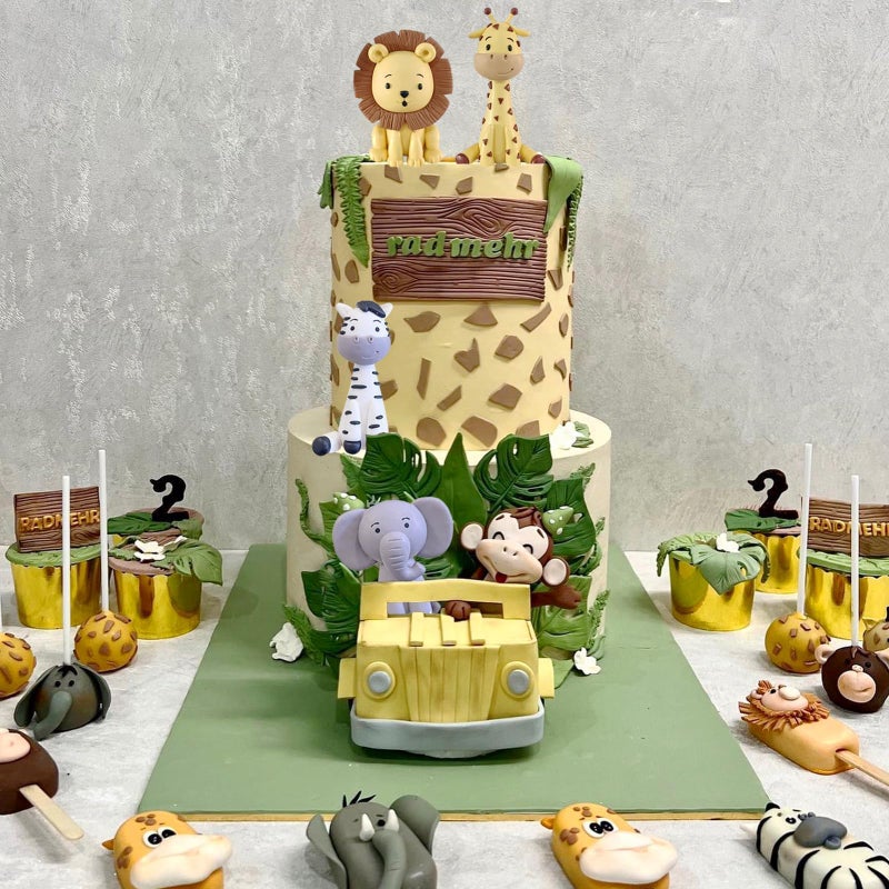 LEFUBABY Safari Animal Cake Toppers Jungle Wild Cake Decorations with Lion Giraffe Elephant Zebra for Wild Animals Themed Birthday Cake Decorations - Image 4