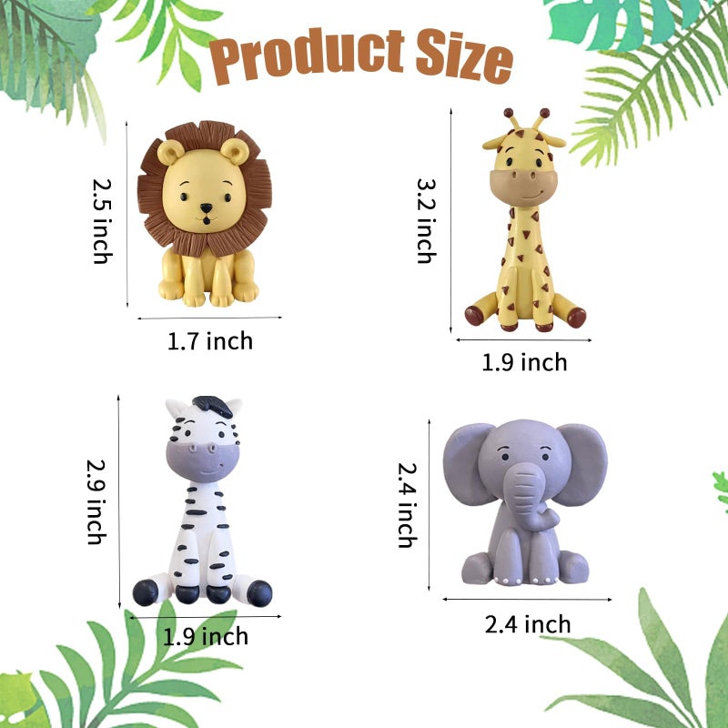 LEFUBABY Safari Animal Cake Toppers Jungle Wild Cake Decorations with Lion Giraffe Elephant Zebra for Wild Animals Themed Birthday Cake Decorations - Image 2