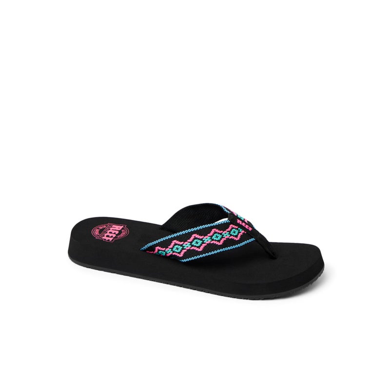 REEF Sandy Womens Beach Flip Flop, Soft Woven Strap Made From 100% Recycled PET, Black Neon, 8 - Image 3