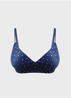 Padded Non-Wired Full Cup Heart Print T-shirt Bra