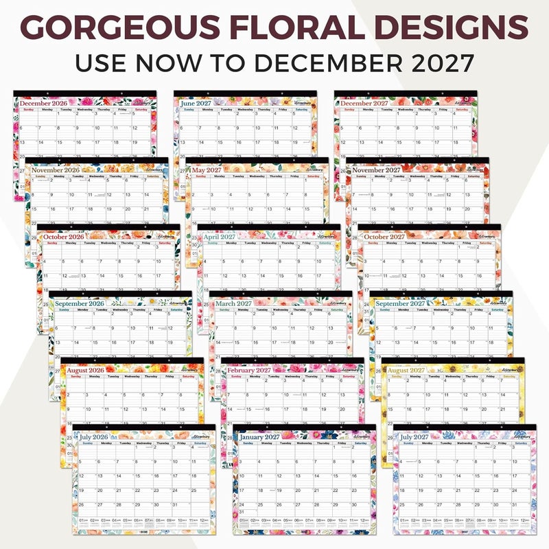 Cranbury Large 22x17" Desk Calendar 2025 (Floral), Use as Big Deskpad Calendar or Extra Large 17 x 22 Monthly Hanging Wall Planner, Gorgeous Flower Designs, Includes Stickers - Image 3