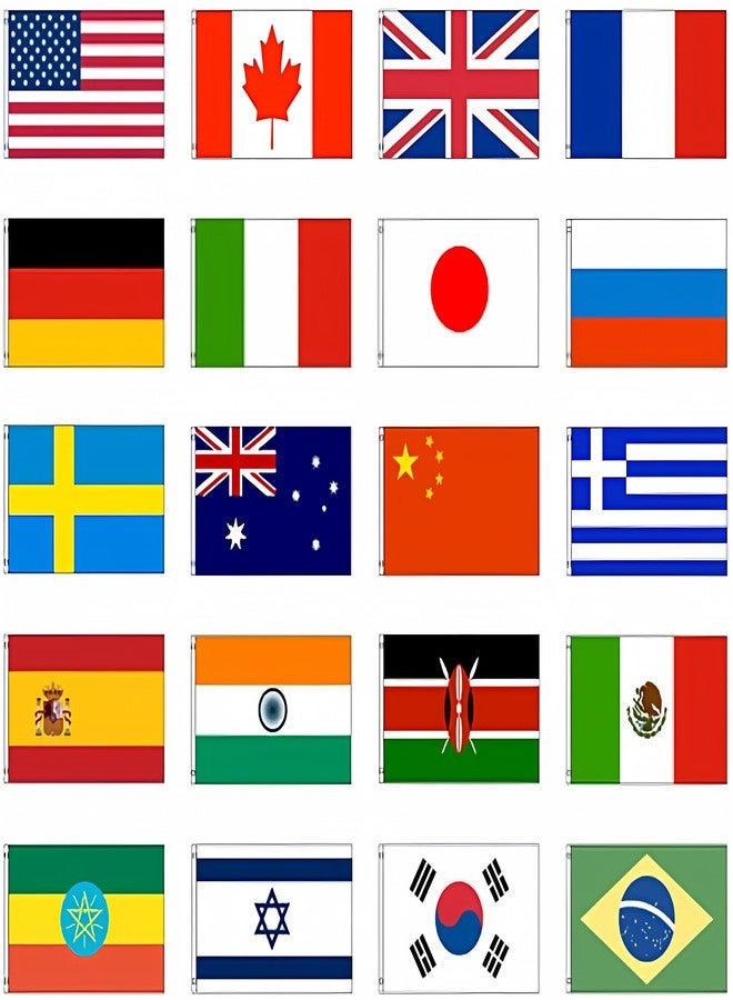AES International 3x5 Flag Set of 20 Countries Polyester Flags with Solid Brass Grommets, Canvas Header, Fade Resistant, Double Stitched, Premium Quality - Image 1