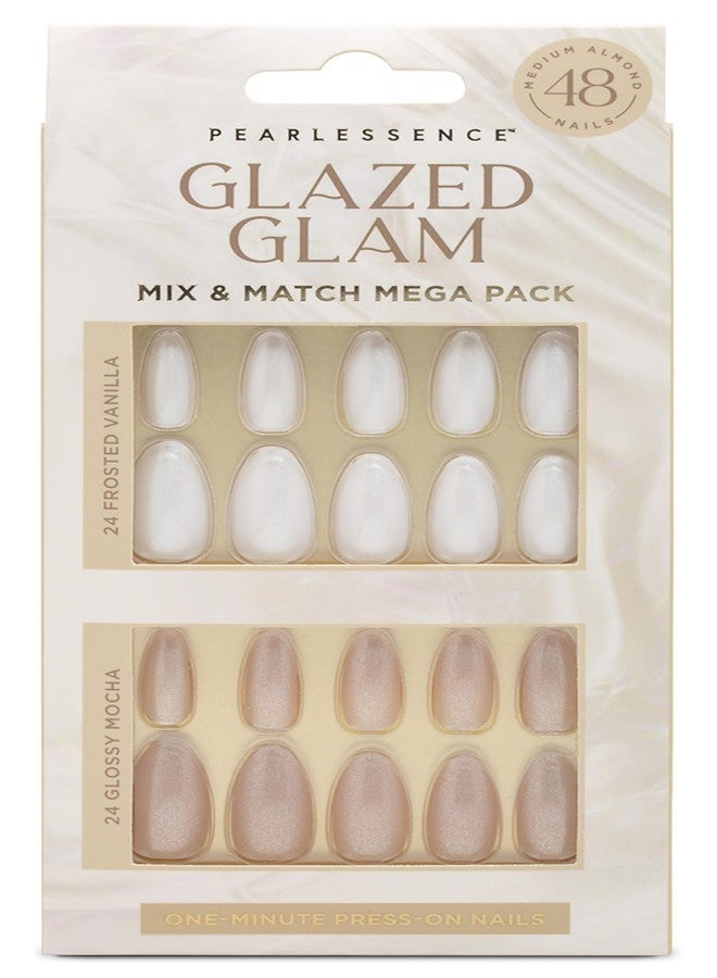 Pearlessence 48pc Glazed Glam Med Oval Press On Nails - Image 1