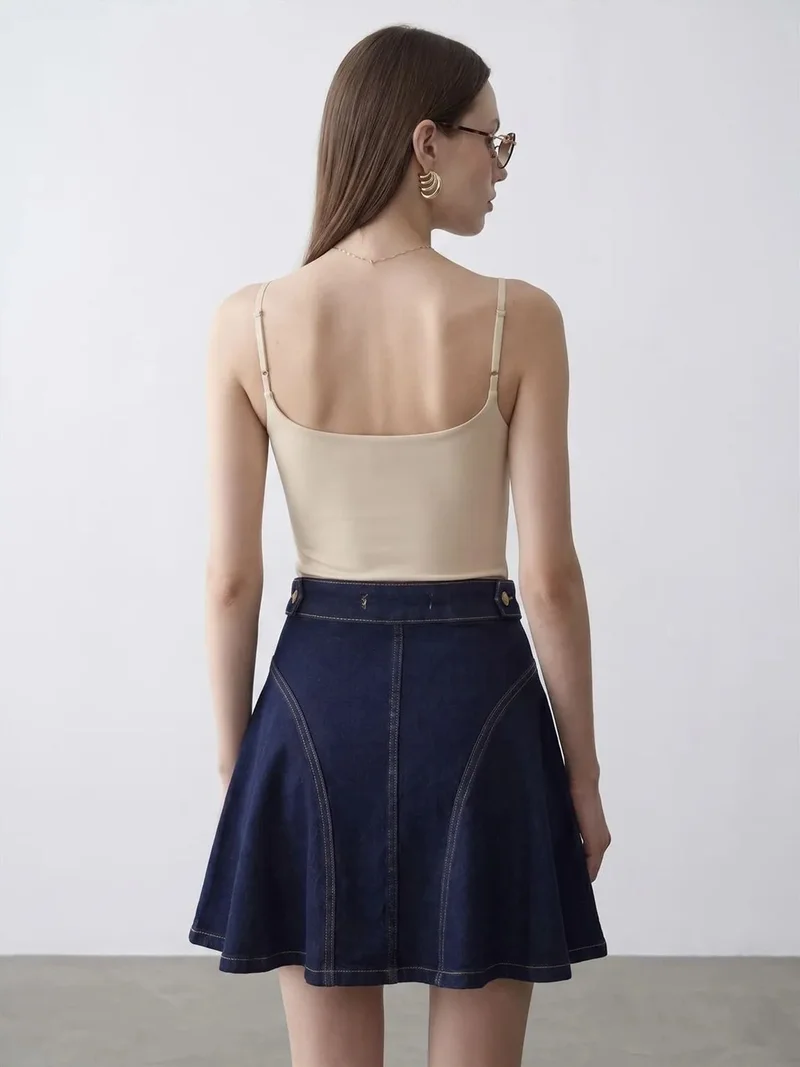 ديلفين Dilvin Slim Fit Square Neck Sleeveless Blouse