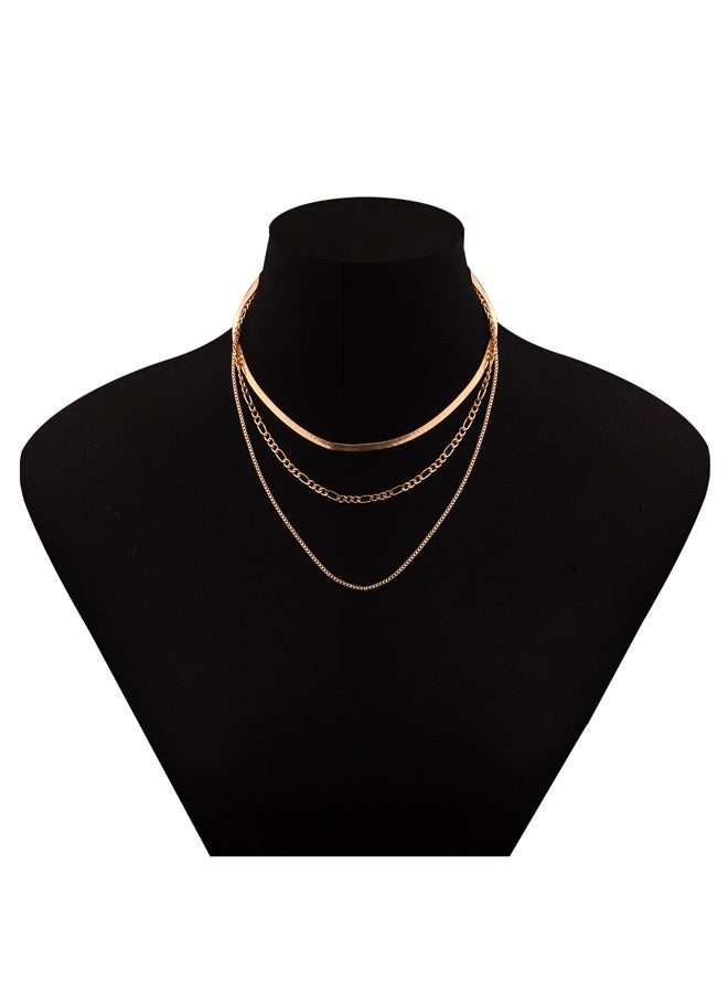 3 PACK Gold Necklaces Stack for Women Non Tarnish, Dainty 14k Gold Plated Layered Gold Herringbone Necklace Trendy, Layering Rope Cuban Chain Gold Choker Necklaces Set Fashion Jewelry Set Gift - Image 3