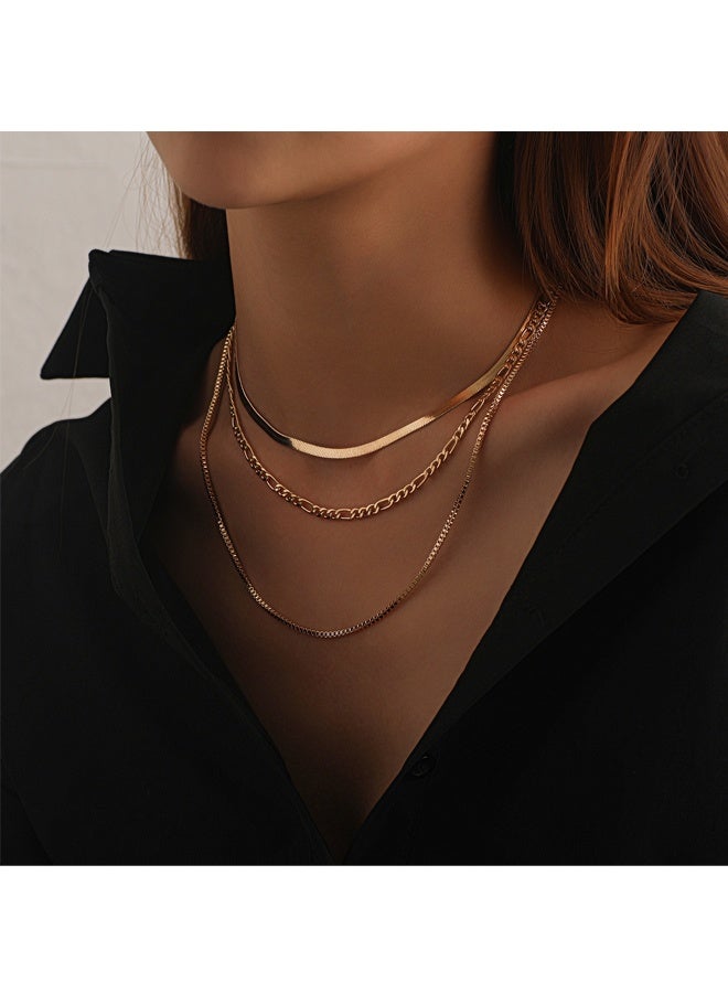 3 PACK Gold Necklaces Stack for Women Non Tarnish, Dainty 14k Gold Plated Layered Gold Herringbone Necklace Trendy, Layering Rope Cuban Chain Gold Choker Necklaces Set Fashion Jewelry Set Gift - Image 4