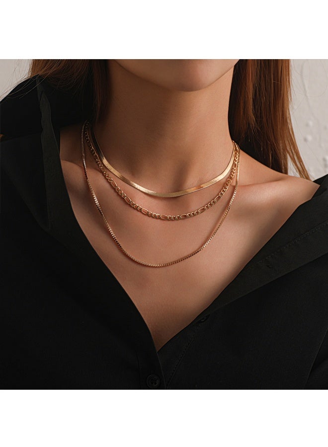 3 PACK Gold Necklaces Stack for Women Non Tarnish, Dainty 14k Gold Plated Layered Gold Herringbone Necklace Trendy, Layering Rope Cuban Chain Gold Choker Necklaces Set Fashion Jewelry Set Gift - Image 5