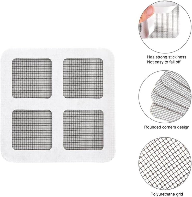 RECLUSE 20 Pcs Square Drain Strainer Shower Hair Catcher Disposable Shower Drain Mesh Sticker Sink Strainer Sticker, Hair Catcher, Hair Sewer Stickers for Bathroom, Laundry Room, Bathtub, Kitchen Sink - Image 2