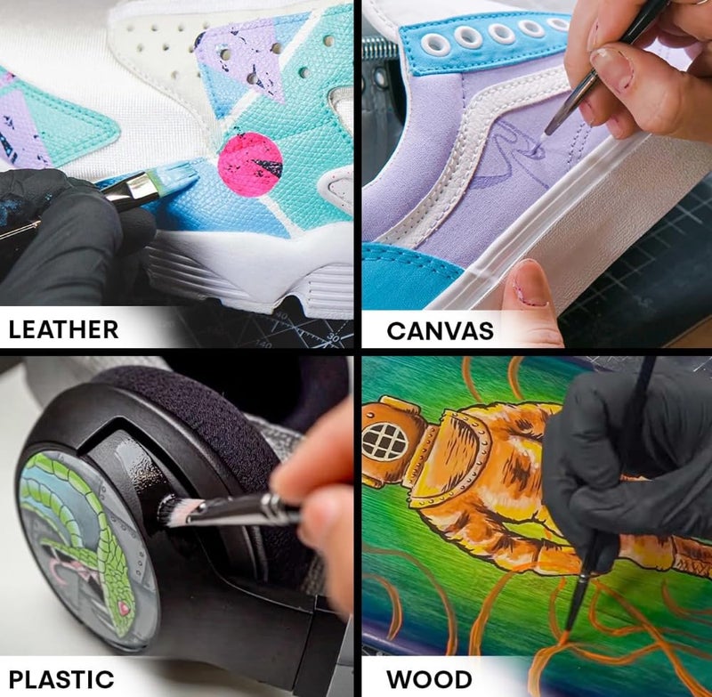 Angelus Acrylic Leather Paint For Shoes, Sneakers, Leather, Canvas, Furniture, and More - 1 Fl Oz, Flat Black - Image 3