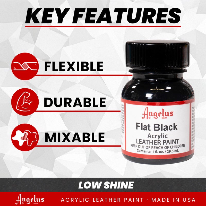 Angelus Acrylic Leather Paint For Shoes, Sneakers, Leather, Canvas, Furniture, and More - 1 Fl Oz, Flat Black - Image 2