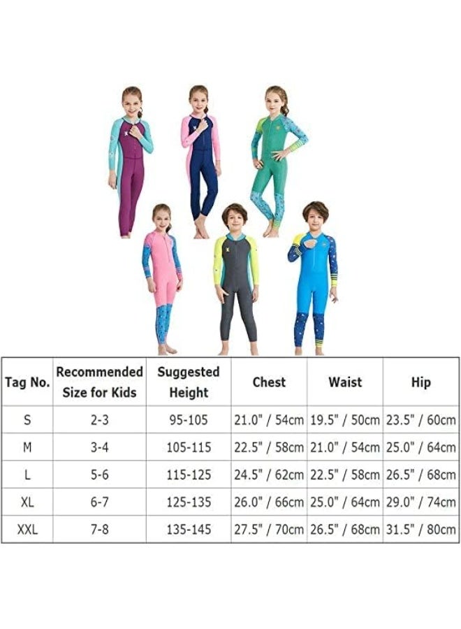 ملابس سباحة من قطعة واحدة، ملابس سباحة ميداليست بأكمام طويلة وواقي من الطفح الجلدي للأطفال الأولاد والبنات ملابس سباحة من قطعة واحدة بأكمام طويلة وواقي من الطفح الجلدي ملابس سباحة 2-8 سنوات (وردي - XL)