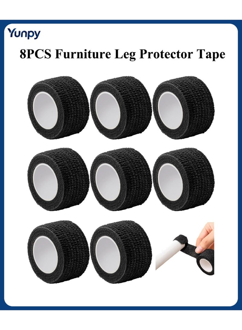 Yunpy 8PCS Furniture Leg Protector Tape - Self-Adhesive Non-Slip Chair Leg Pads, Noise Reduction Floor Protectors for Hardwood Floors, Anti-Scratch Self-Stick Felt Pads for Table, Chair, Sofa Legs, Black - Image 1