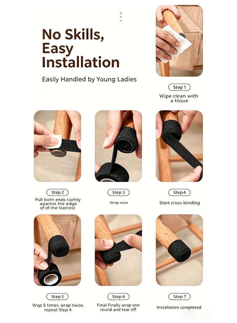 Yunpy 8PCS Furniture Leg Protector Tape - Self-Adhesive Non-Slip Chair Leg Pads, Noise Reduction Floor Protectors for Hardwood Floors, Anti-Scratch Self-Stick Felt Pads for Table, Chair, Sofa Legs, Black - Image 5