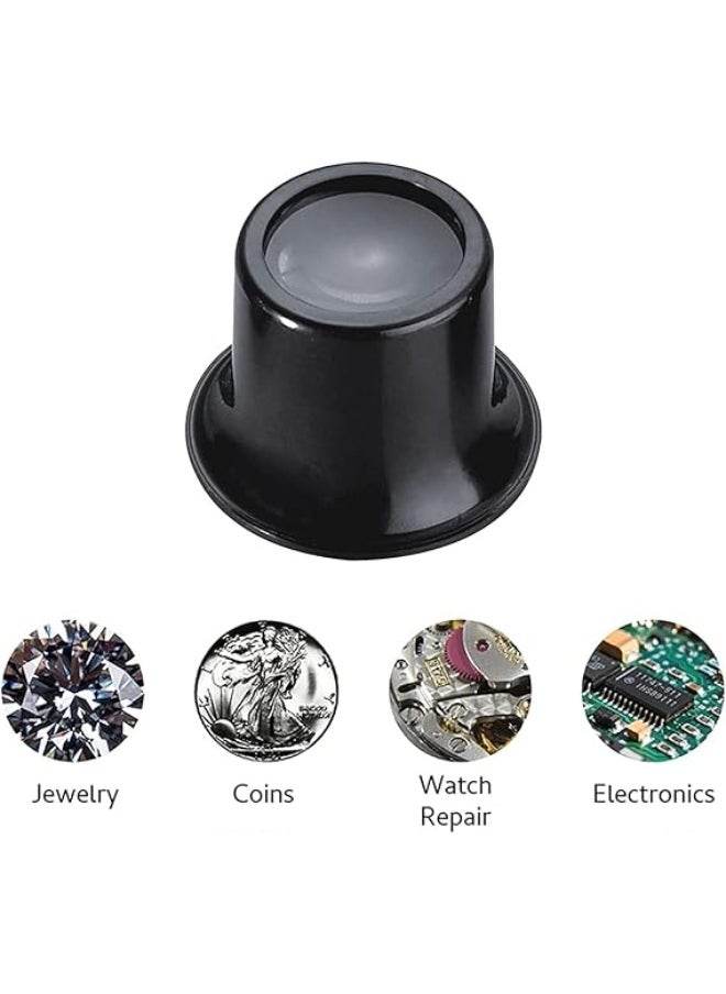 Generic MySouq.Store [1 Piece] 1 X Jewelers Loupe Magnifier, Jewelry Eye Loop Magnifying Glass Monocle for Watch Repair, Diamonds, Coins, Plants, Gems, Stamps, Watches, etc, Black  - Image 2