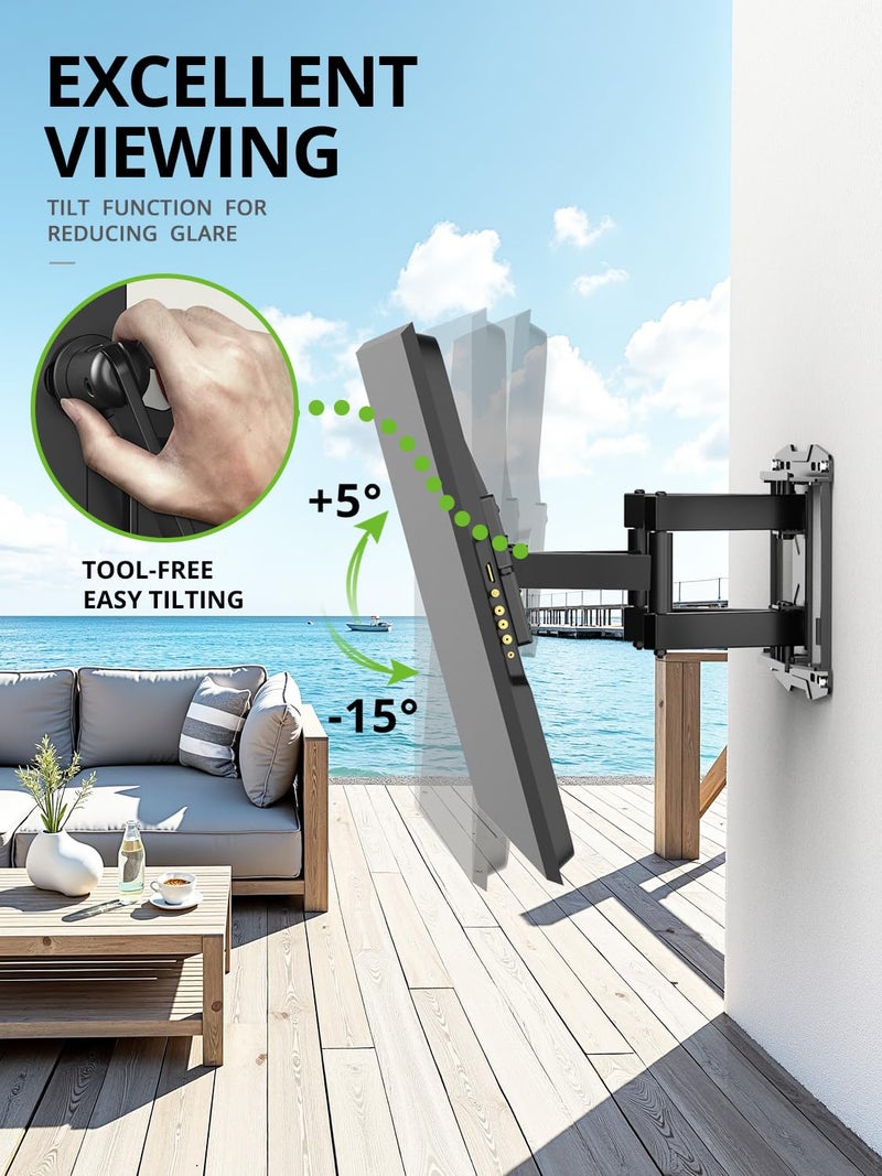 USX MOUNT Outdoor TV Wall Mount for 47-90 Inch Television, Mount with Swivel and Tilt, Full Motion Weatherproof TV Bracket with Articulating Dual Arms, Max VESA 600X400 mm, 132lbs - Image 4